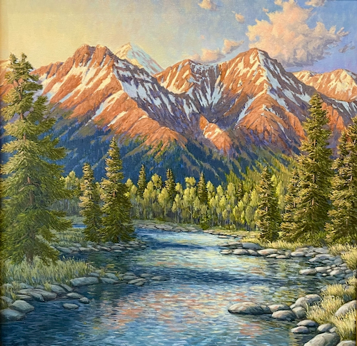 An Evening on the River 24x24 $1800 at Hunter Wolff Gallery